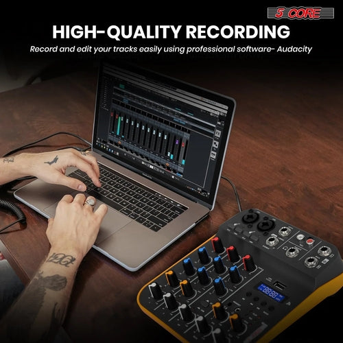 Audio Mixer 4 Channel DJ Equipment with Bluetooth USB Sound Board